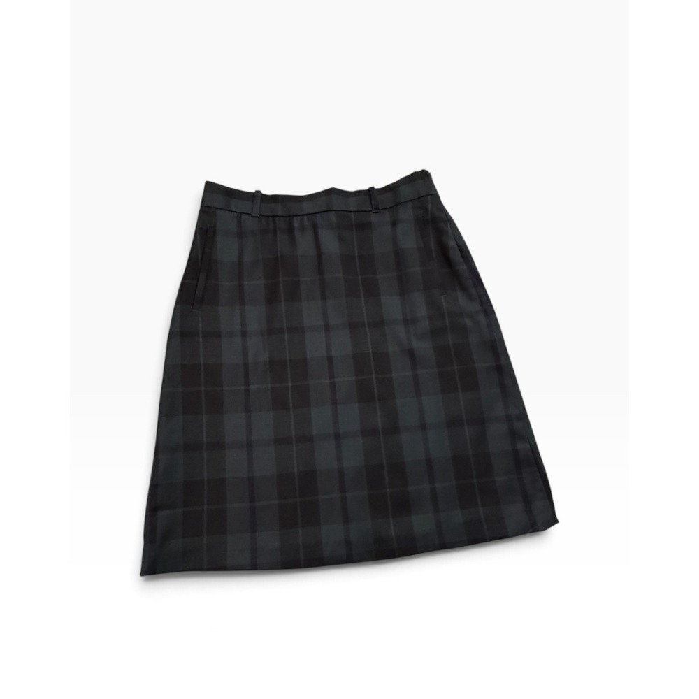 NWOT L.L. Bean Black Watch Tarten Plaid 100% Wool Skirt 4P Preppy Classic